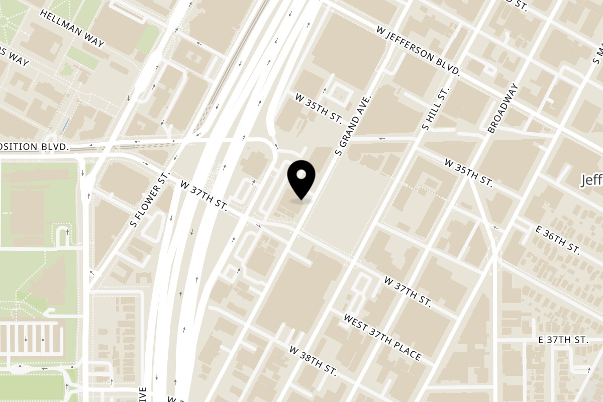 Map showing the location of Thai Corner Food Express on 3655 S Grand Ave Ste C4 in Los Angeles
